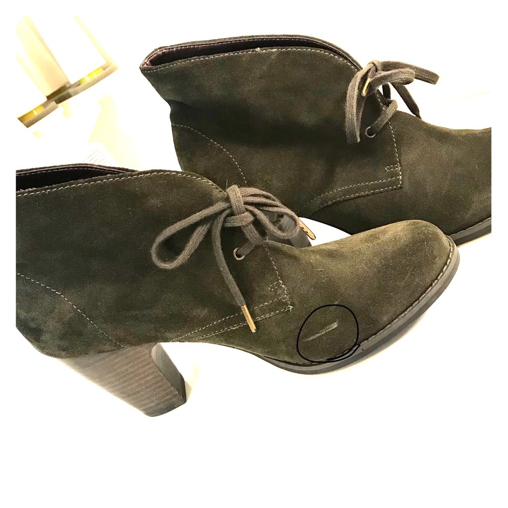 Indigo by Clark’s, olive green suede booties